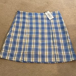 Plaid skirt blue, tan, cream
